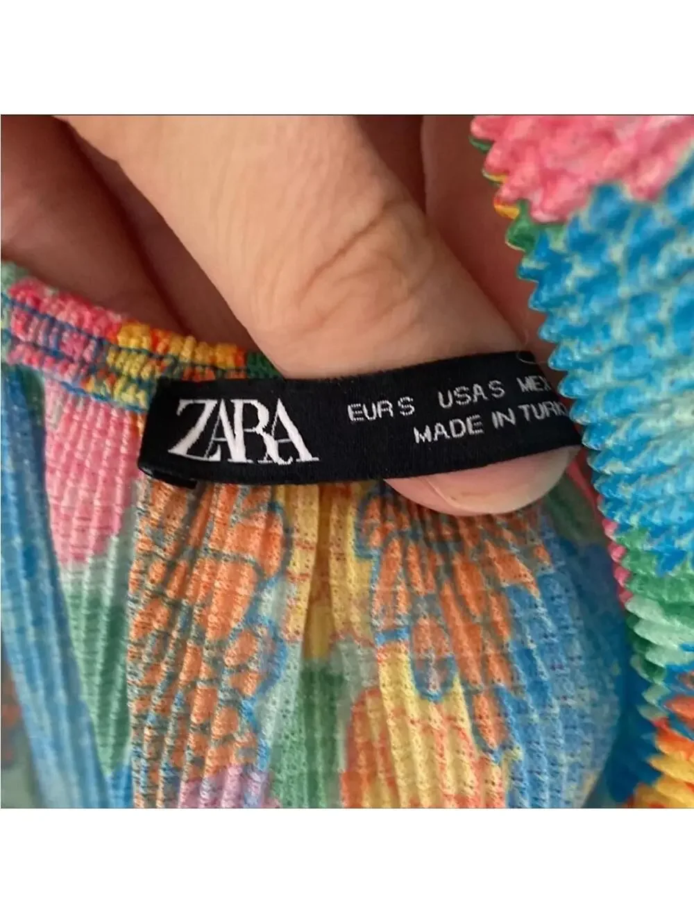 Zara Bright Floral Camisole Top Blue Orange Multi Color Strappy Cami Small - Picture 9 of 9